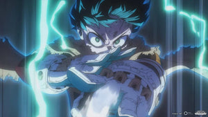 Deku MHA channeling focused power energy, symbolising growth and controlled momentum. Kunai identity-driven streetwear.