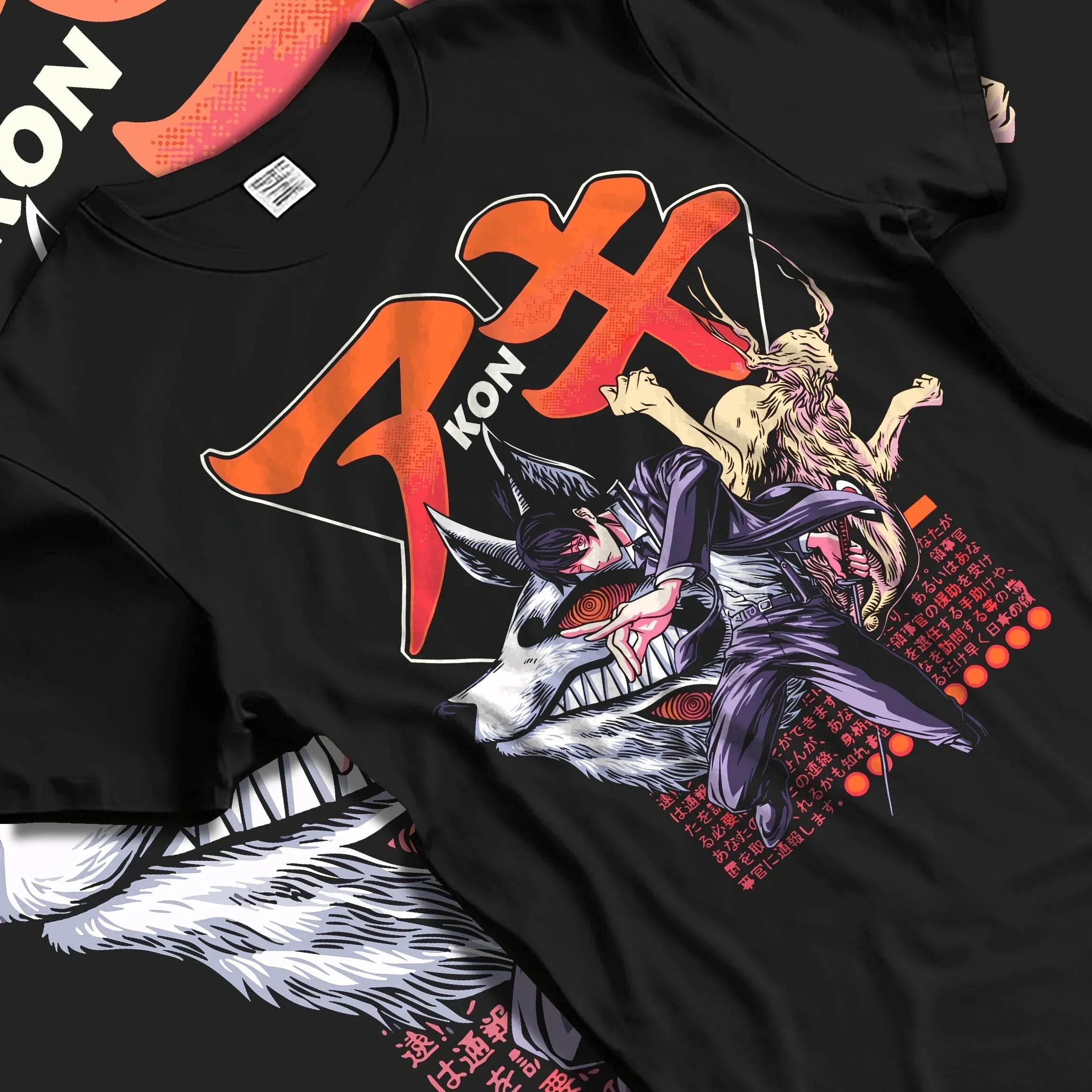 Black pullover hoodie laid flat with Chainsaw Man Hoodie Aki Hayakawa Sword Spirit Power graphic premium wear.