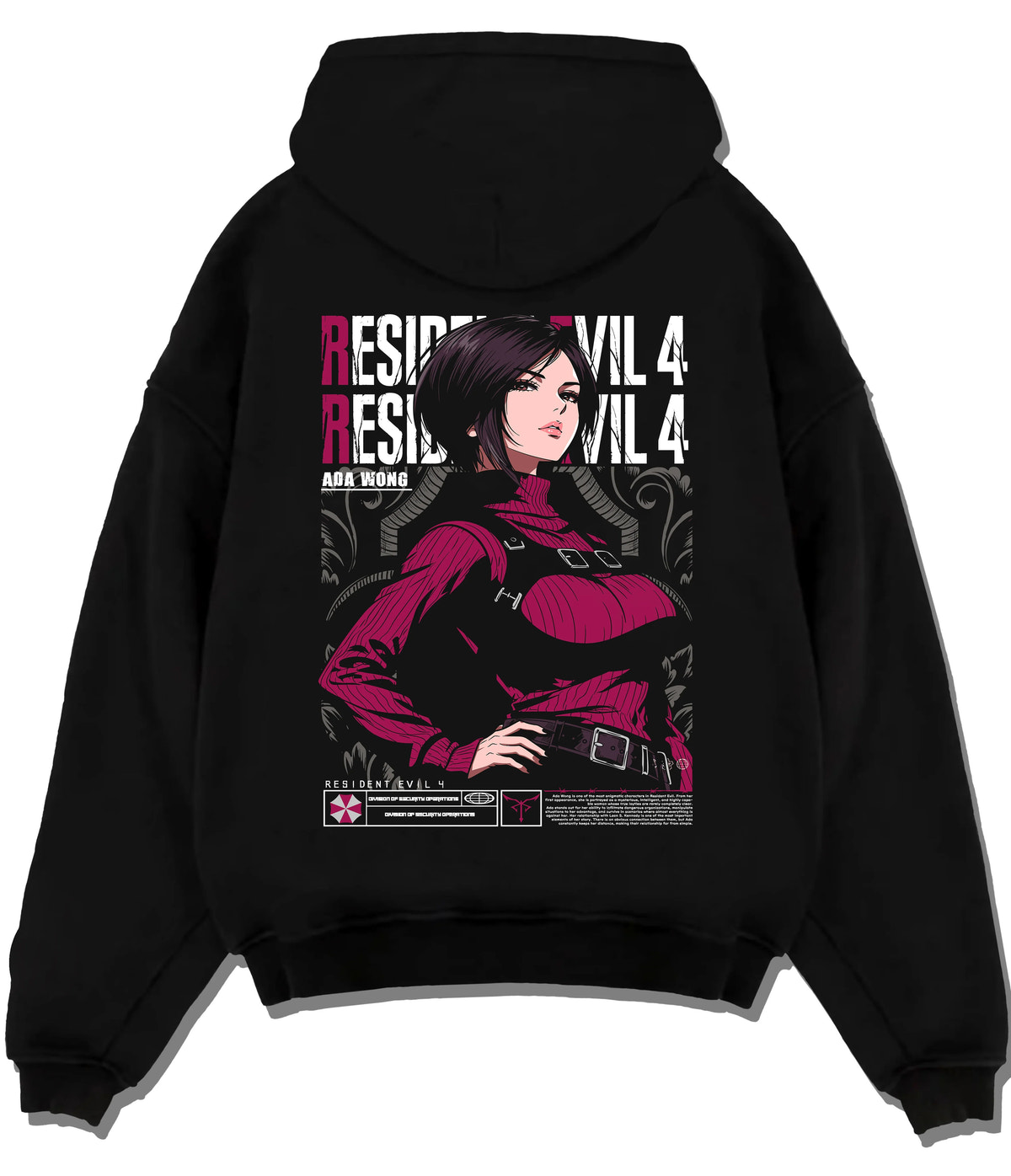 Black hoodie flat back view showing Ada Wong from Resident Evil: Resident Evil 4