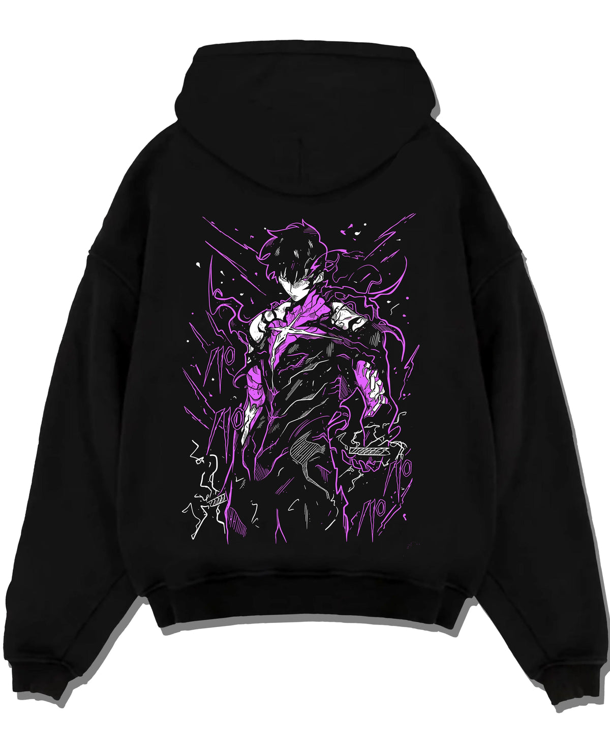 Black hoodie laid flat featuring Fullmetal Alchemist alchemy power dark artwork with bold anime graphic print.