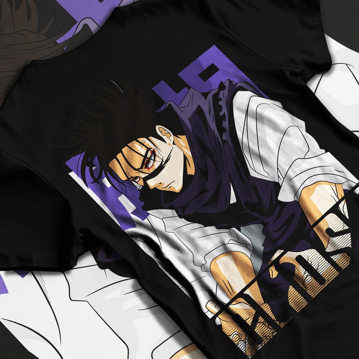 Black T-shirt flat back view showing Choso from Jujutsu Kaisen: manga portrait