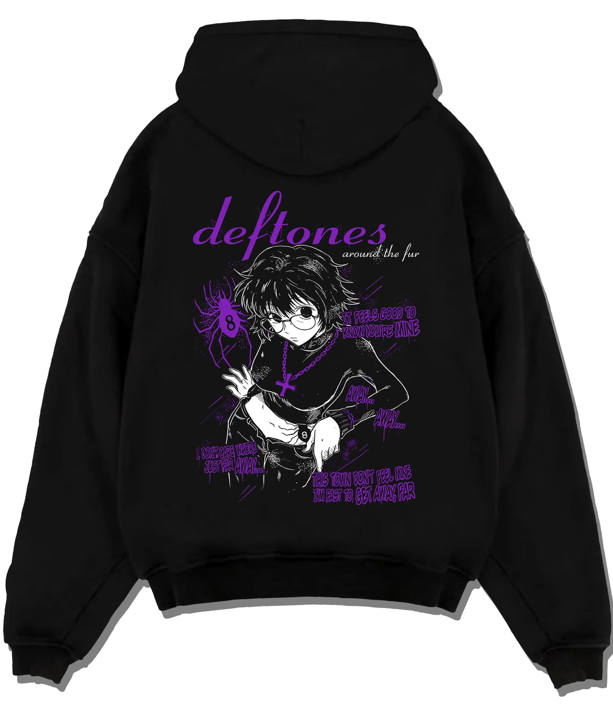 Shizuku Murasaki from Hunter x Hunter, Phantom Troupe member No. 8 on flat back hoodie design