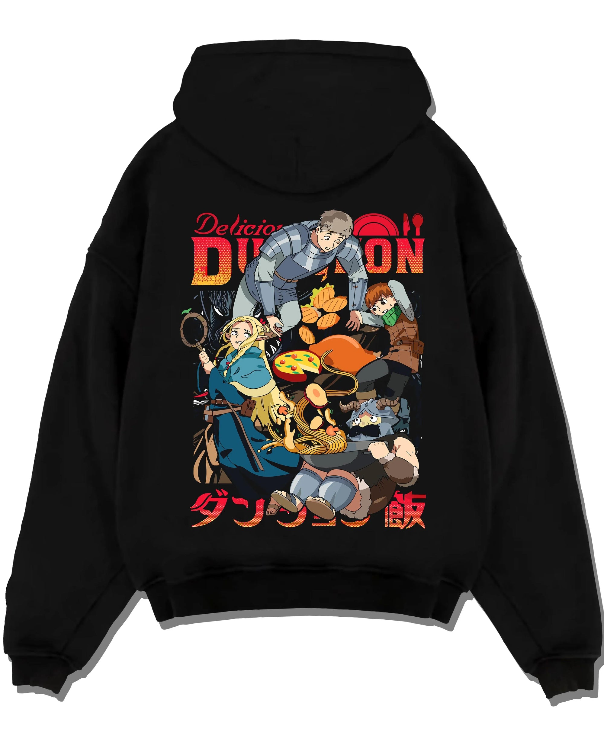 Black pullover hoodie laid flat with Devil May Cry Hoodie Dante Retro Stylish Demon Duo graphic Dante anime design.