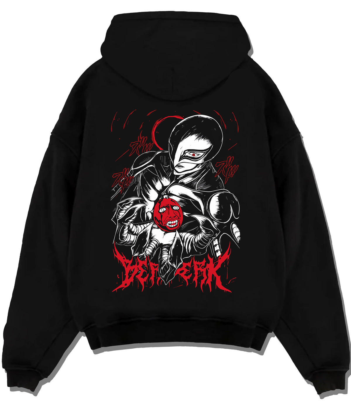 Black hoodie flat back view showing Griffith / Femto from Berserk: dark figure ()