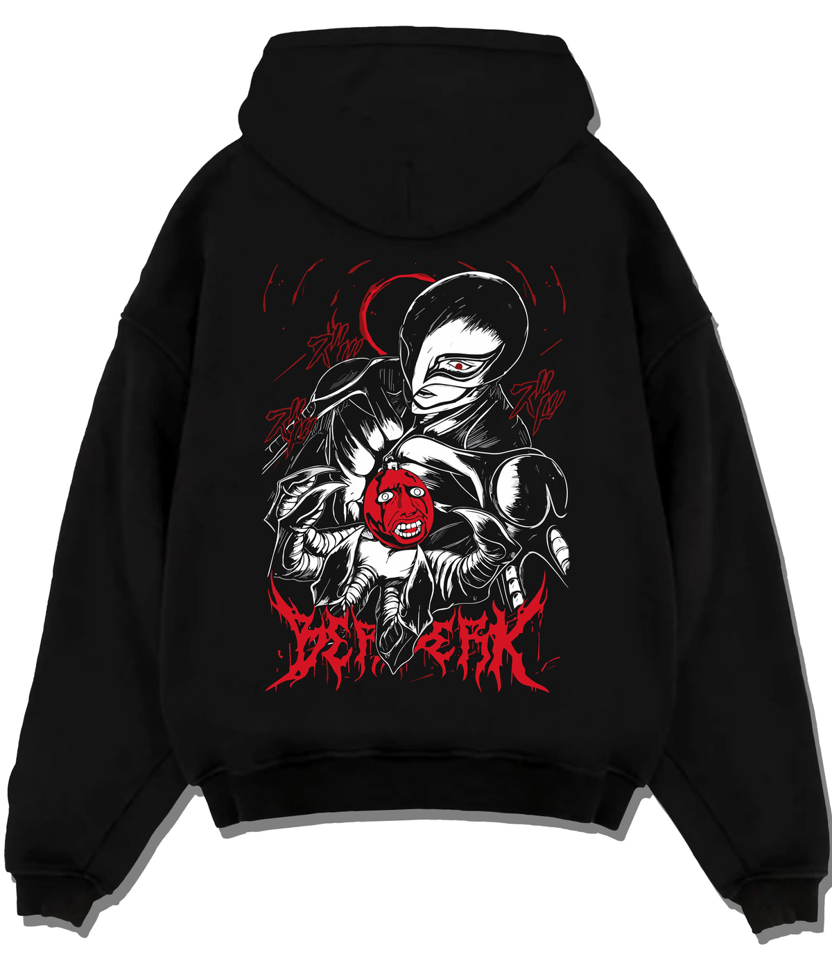 Black hoodie flat back view showing Griffith / Femto from Berserk: dark figure ()