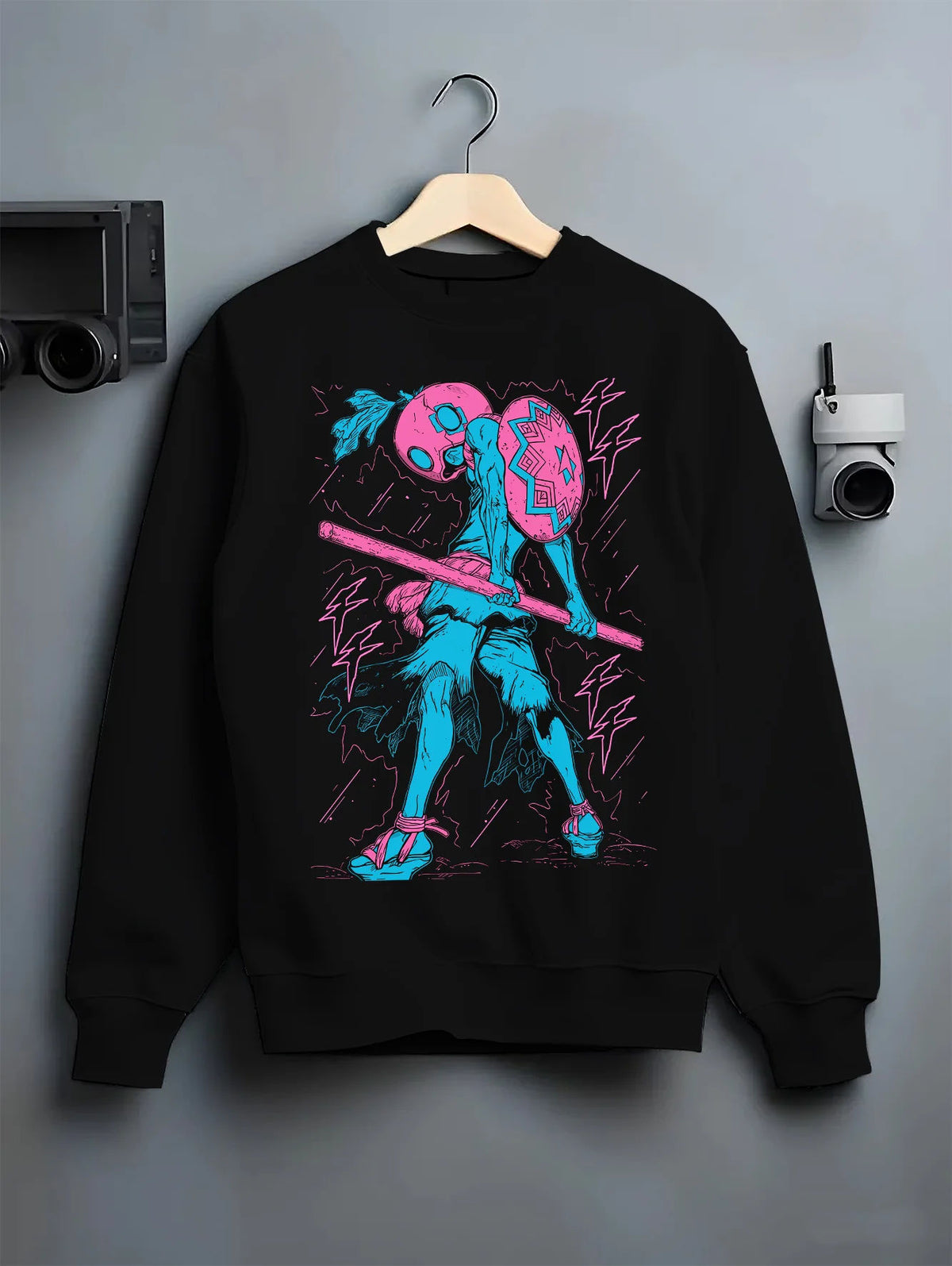 Suika holding a staff from Dr Stone, Kingdom of Science on crewneck sweatshirt hanger