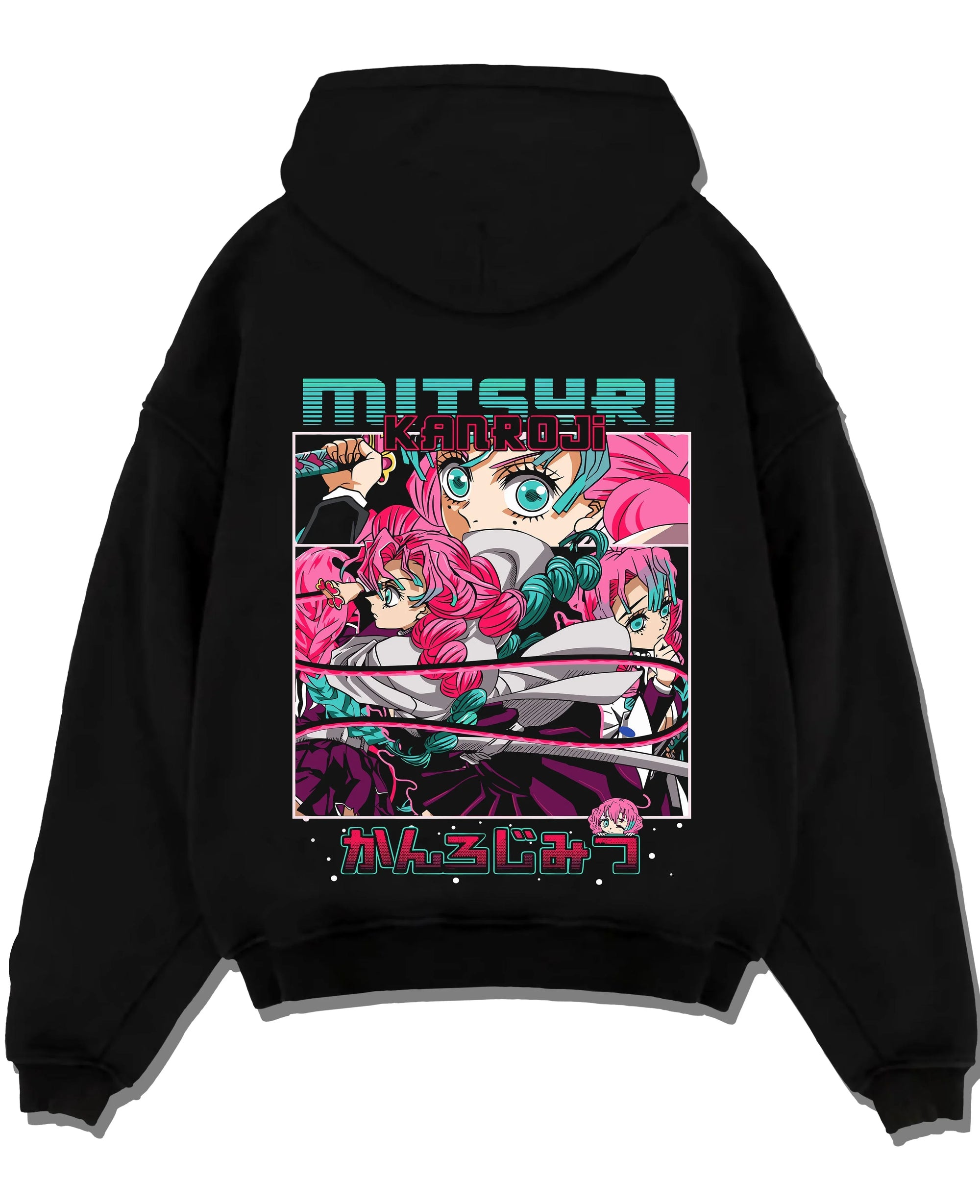 Black pullover hoodie laid flat with Chainsaw Man Aki Hayakawa Hoodie Curse Contract graphic streetwear graphic.