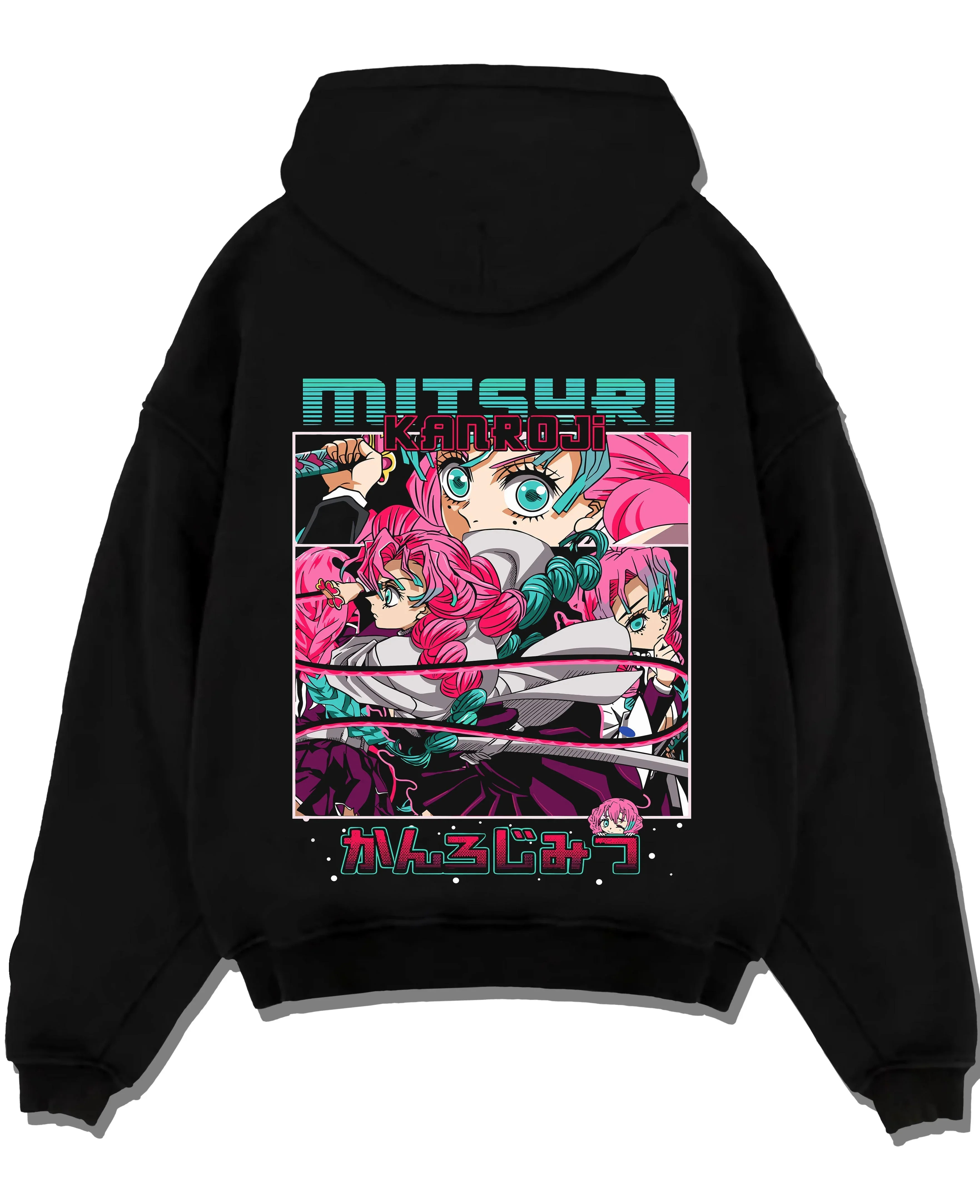 Black pullover hoodie laid flat with Chainsaw Man Aki Hayakawa Hoodie Curse Contract graphic streetwear graphic.