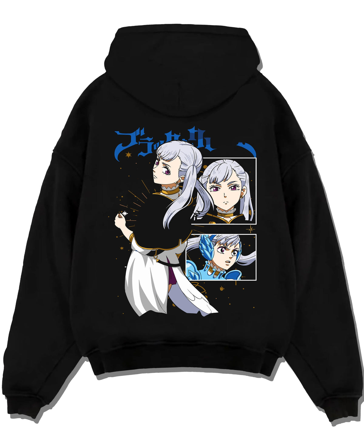 Black hoodie laid flat featuring Noelle Silva water magic artwork.