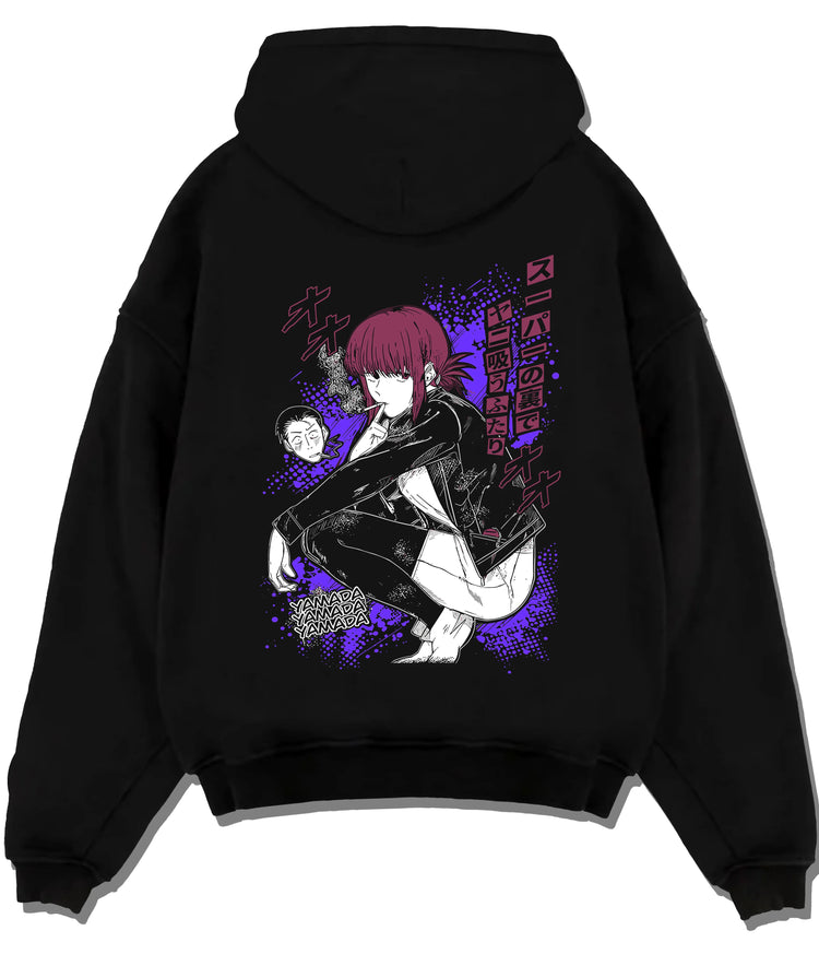 Black hoodie flat back view showing Yamada / Tayama from Smoking Behind the Supermarket: Smoking Behind the Supermarket