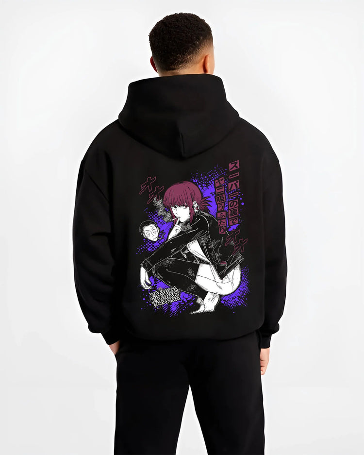 Black hoodie model back view showing Yamada / Tayama from Smoking Behind the Supermarket: Smoking Behind the Supermarket